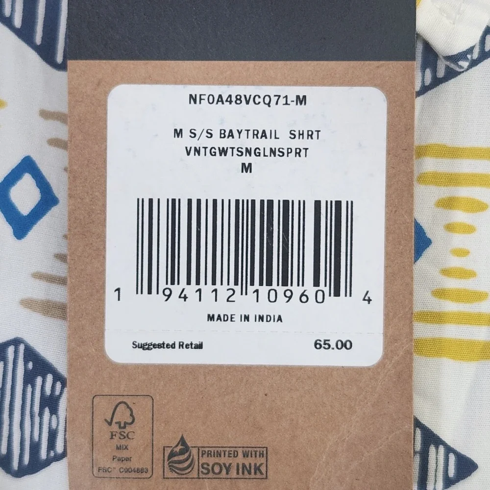The North Face Baytrail Shirt Men's Medium Geometric White NWT